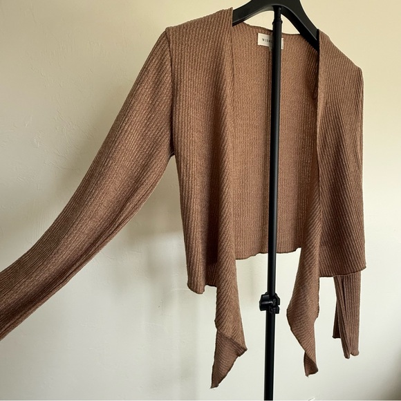 Wishlist Ribbed Wrap Top Tie Front Boho Crop Sweater Size Small - Picture 4 of 6